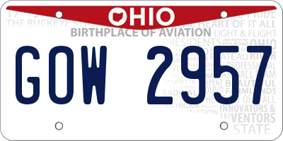 OH license plate GOW2957