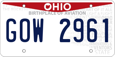 OH license plate GOW2961