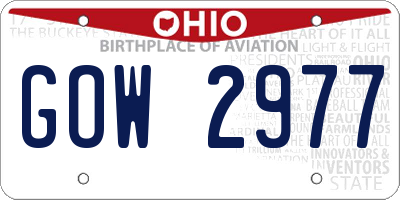 OH license plate GOW2977