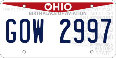 OH license plate GOW2997