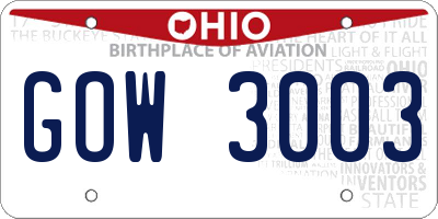 OH license plate GOW3003