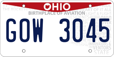 OH license plate GOW3045