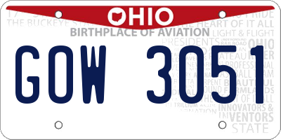 OH license plate GOW3051