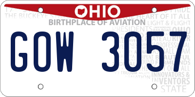 OH license plate GOW3057