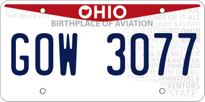 OH license plate GOW3077