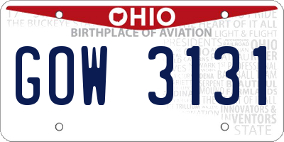OH license plate GOW3131