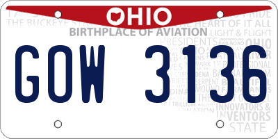 OH license plate GOW3136