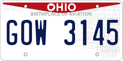 OH license plate GOW3145