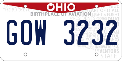 OH license plate GOW3232