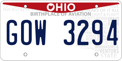 OH license plate GOW3294