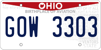 OH license plate GOW3303