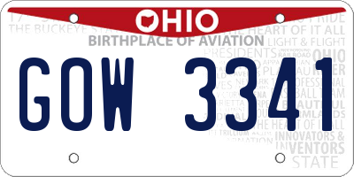 OH license plate GOW3341