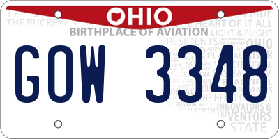 OH license plate GOW3348