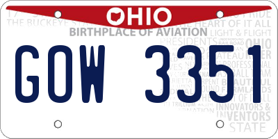 OH license plate GOW3351