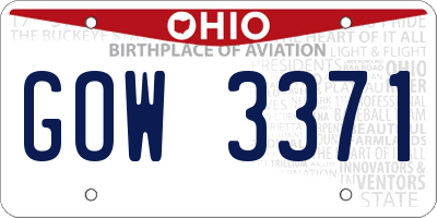 OH license plate GOW3371