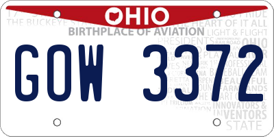 OH license plate GOW3372