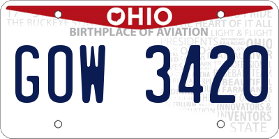 OH license plate GOW3420