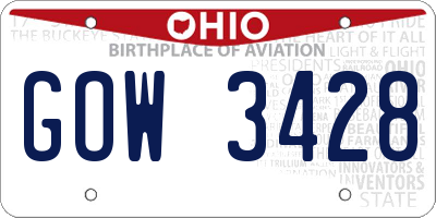 OH license plate GOW3428