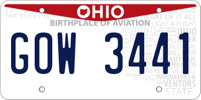 OH license plate GOW3441