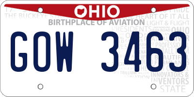 OH license plate GOW3463
