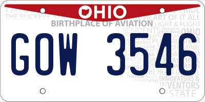 OH license plate GOW3546