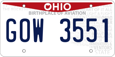 OH license plate GOW3551