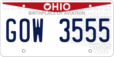 OH license plate GOW3555