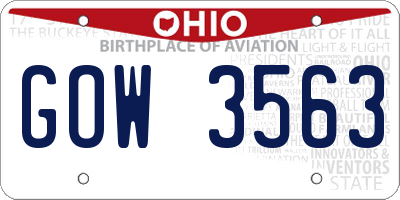OH license plate GOW3563