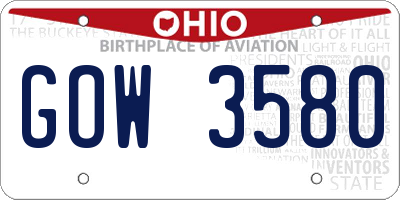 OH license plate GOW3580