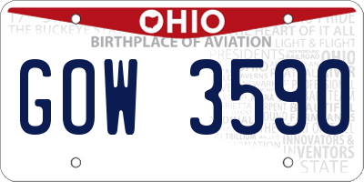 OH license plate GOW3590