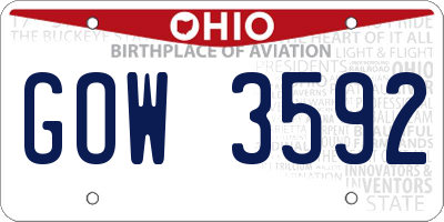 OH license plate GOW3592