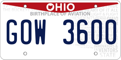 OH license plate GOW3600