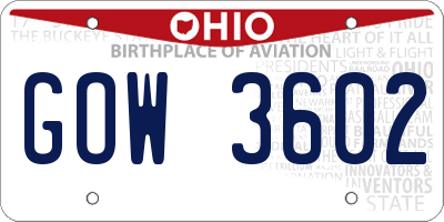 OH license plate GOW3602