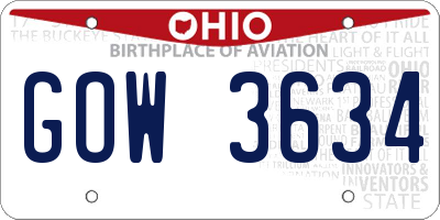 OH license plate GOW3634