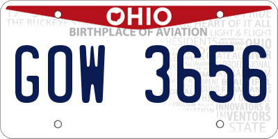 OH license plate GOW3656
