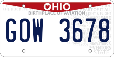 OH license plate GOW3678