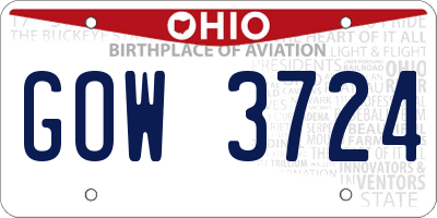 OH license plate GOW3724