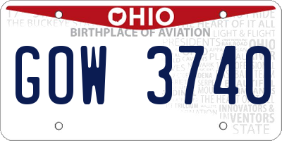 OH license plate GOW3740