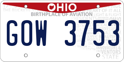 OH license plate GOW3753