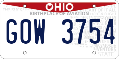 OH license plate GOW3754