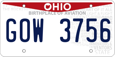 OH license plate GOW3756