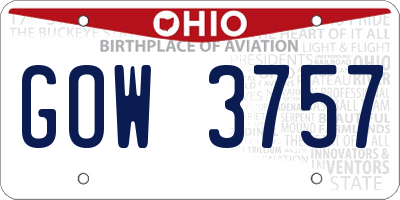 OH license plate GOW3757
