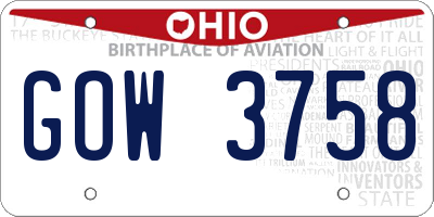 OH license plate GOW3758