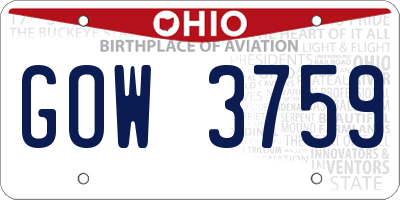OH license plate GOW3759