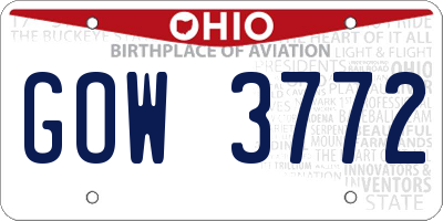 OH license plate GOW3772