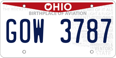 OH license plate GOW3787