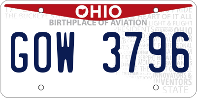 OH license plate GOW3796