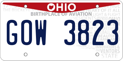 OH license plate GOW3823