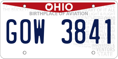 OH license plate GOW3841