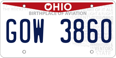 OH license plate GOW3860
